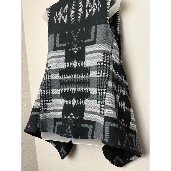 VTG Boho Wool Waterfall Cardigan Sweater Heavy Shrug Blk/Grey by ME JANE -Size S - Picture 5 of 7